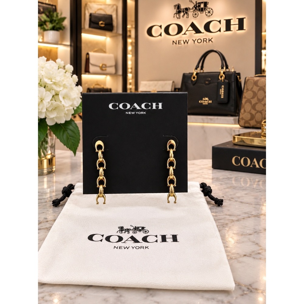 #18 Coach C chain earrings nwt